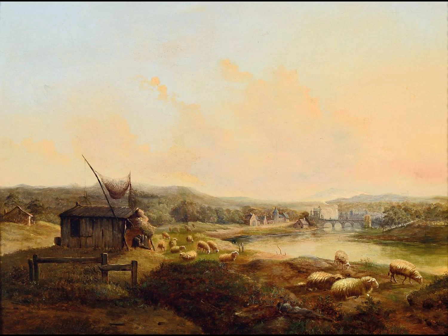 Balthasar Ommeganck - Paesaggio co fiume e pecore